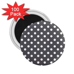 Gray Polka Dots 2 25  Magnets (100 Pack) 