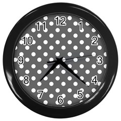 Gray Polka Dots Wall Clocks (black)