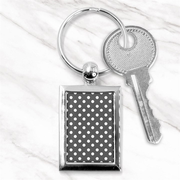 Gray Polka Dots Key Chains (Rectangle) 