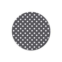 Gray Polka Dots Rubber Round Coaster (4 Pack) 