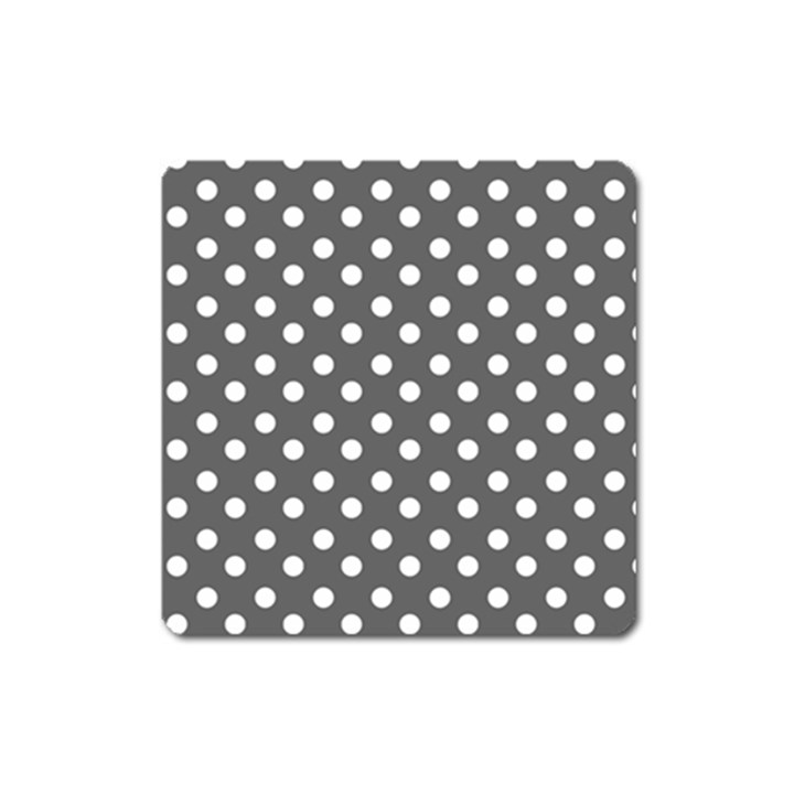 Gray Polka Dots Square Magnet