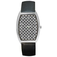 Gray Polka Dots Barrel Metal Watches