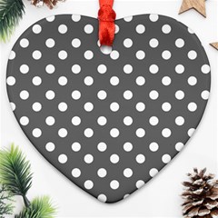 Gray Polka Dots Heart Ornament (2 Sides)