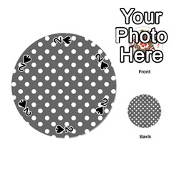 Gray Polka Dots Playing Cards 54 (round)  by GardenOfOphir