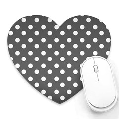 Gray Polka Dots Heart Mousepads by GardenOfOphir