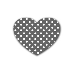 Gray Polka Dots Rubber Coaster (heart) 