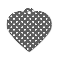 Gray Polka Dots Dog Tag Heart (one Side)