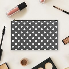 Gray Polka Dots Cosmetic Bag (medium) 