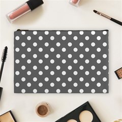 Gray Polka Dots Cosmetic Bag (large) 