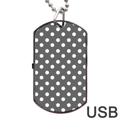 Gray Polka Dots Dog Tag Usb Flash (one Side)