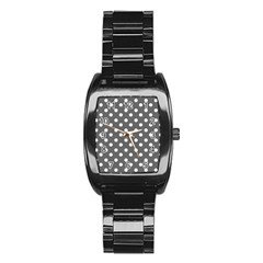 Gray Polka Dots Stainless Steel Barrel Watch