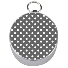 Gray Polka Dots Silver Compasses by GardenOfOphir