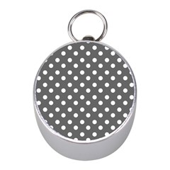 Gray Polka Dots Mini Silver Compasses