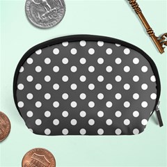 Gray Polka Dots Accessory Pouches (large) 