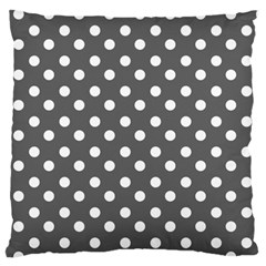 Gray Polka Dots Large Flano Cushion Cases (one Side)  by GardenOfOphir