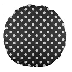 Gray Polka Dots Large 18  Premium Flano Round Cushions