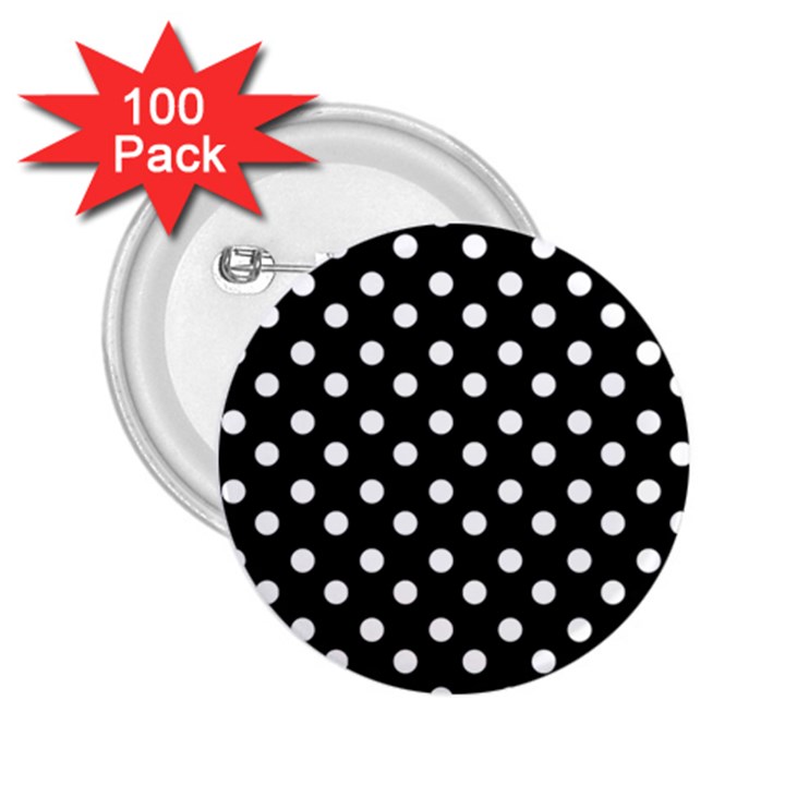 Black And White Polka Dots 2.25  Buttons (100 pack) 