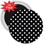 Black And White Polka Dots 3  Magnets (10 pack)  Front