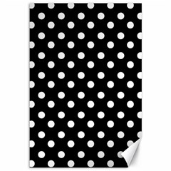 Black And White Polka Dots Canvas 12  X 18   by GardenOfOphir