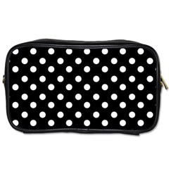 Black And White Polka Dots Toiletries Bags by GardenOfOphir