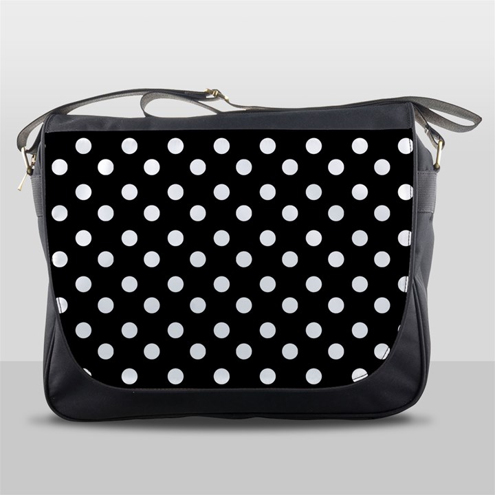 Black And White Polka Dots Messenger Bags