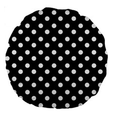 Black And White Polka Dots Large 18  Premium Round Cushions