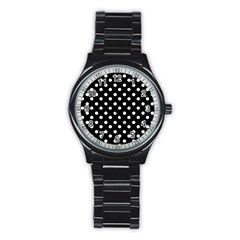 Black And White Polka Dots Stainless Steel Round Watches by GardenOfOphir