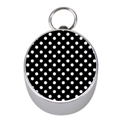 Black And White Polka Dots Mini Silver Compasses