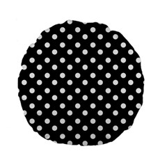 Black And White Polka Dots Standard 15  Premium Flano Round Cushions