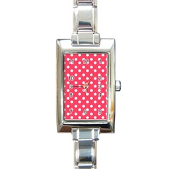 Hot Pink Polka Dots Rectangle Italian Charm Watches by GardenOfOphir