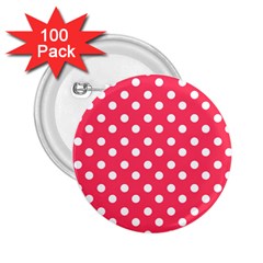 Hot Pink Polka Dots 2 25  Buttons (100 Pack)  by GardenOfOphir