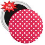 Hot Pink Polka Dots 3  Magnets (10 pack)  Front