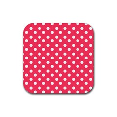 Hot Pink Polka Dots Rubber Coaster (square) 