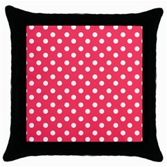 Hot Pink Polka Dots Throw Pillow Cases (black)