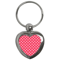 Hot Pink Polka Dots Key Chains (heart) 