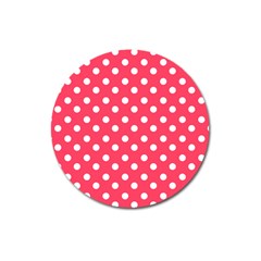 Hot Pink Polka Dots Magnet 3  (round) by GardenOfOphir