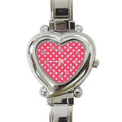 Hot Pink Polka Dots Heart Italian Charm Watch by GardenOfOphir