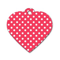 Hot Pink Polka Dots Dog Tag Heart (one Side)