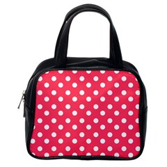 Hot Pink Polka Dots Classic Handbags (one Side) by GardenOfOphir