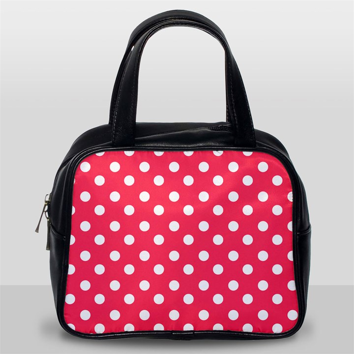 Hot Pink Polka Dots Classic Handbags (One Side)