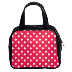 Hot Pink Polka Dots Classic Handbags (2 Sides)