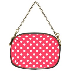 Hot Pink Polka Dots Chain Purses (one Side)  by GardenOfOphir