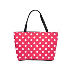 Hot Pink Polka Dots Shoulder Handbags by GardenOfOphir