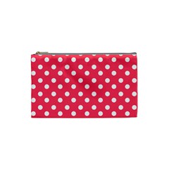 Hot Pink Polka Dots Cosmetic Bag (small)  by GardenOfOphir