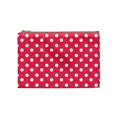 Hot Pink Polka Dots Cosmetic Bag (medium)  by GardenOfOphir