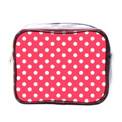 Hot Pink Polka Dots Mini Toiletries Bags by GardenOfOphir