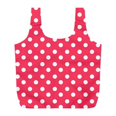 Hot Pink Polka Dots Full Print Recycle Bags (l)  by GardenOfOphir