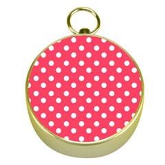 Hot Pink Polka Dots Gold Compasses by GardenOfOphir