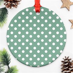 Mint Green Polka Dots Ornament (round) 