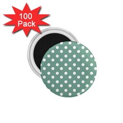 Mint Green Polka Dots 1 75  Magnets (100 Pack) 